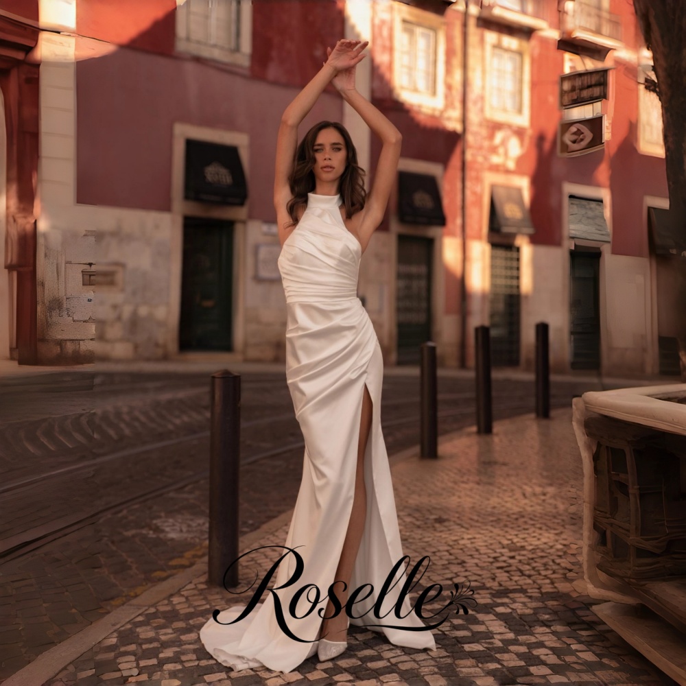 Wedding Qw - ROSELLE 홀터넥 민소매 머메이드 우아한 웨딩드레스