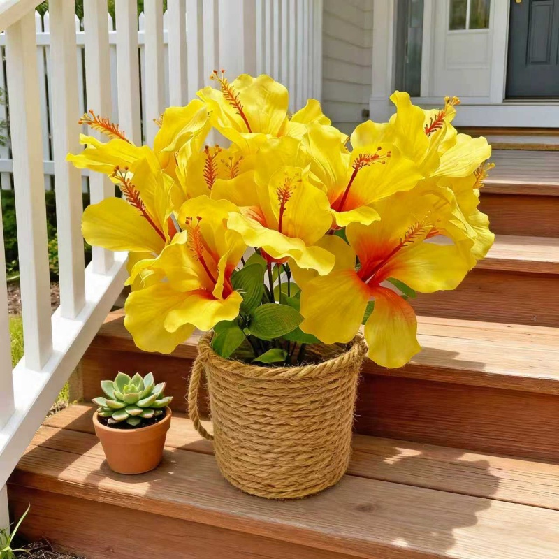 Centerpiece Vase Tall - 15개의 꽃 = 3개의 히비스커스 꽃다발,