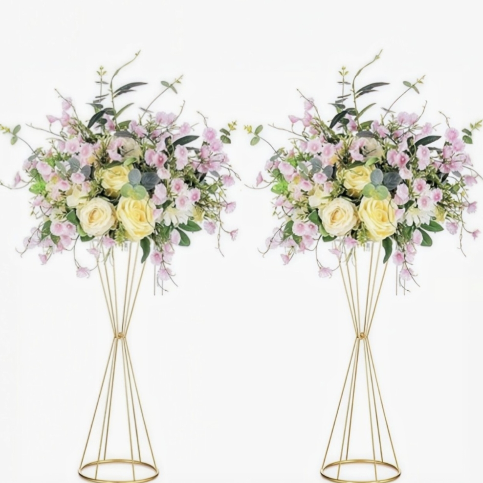 Centerpiece Vase Tall - 골드 기하학적 꽃꽂이 스탠드, 모던 메탈