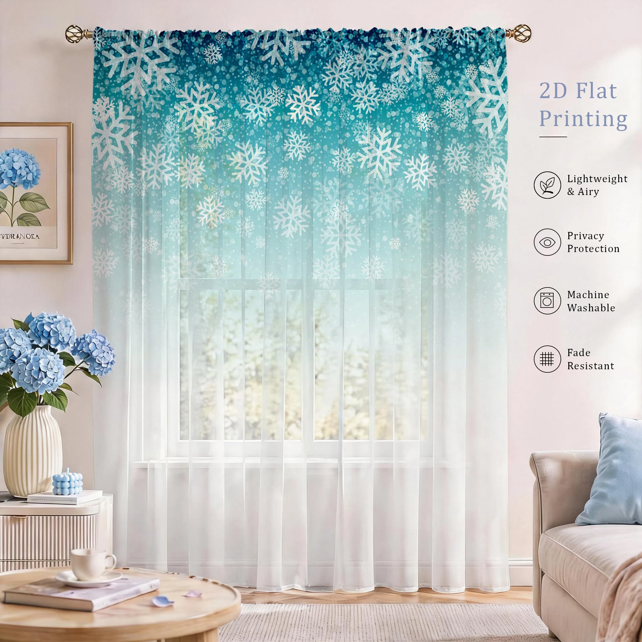 Good Floral & Wedding Decor Supply - 플로럴 그라데이션 시어 커튼, 거실/침실/아이방용 고품질