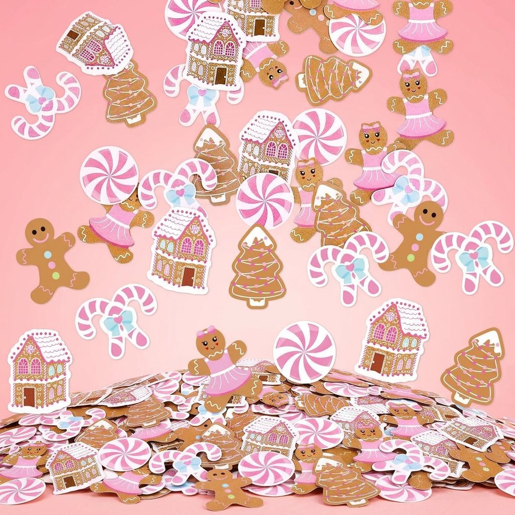 Papercraft Supply Confetti - 330개 핑크 진저브레드 크리스마스 컨페티 캔디