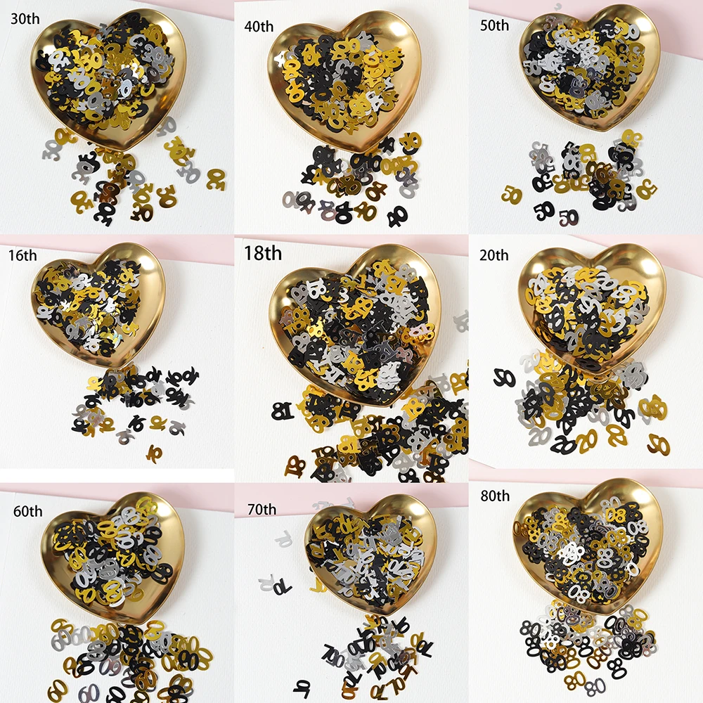 Table Runner Sequin - 15G 미니 번호 16/18/20/30/40/50/60/70/80/90 세 스팽글