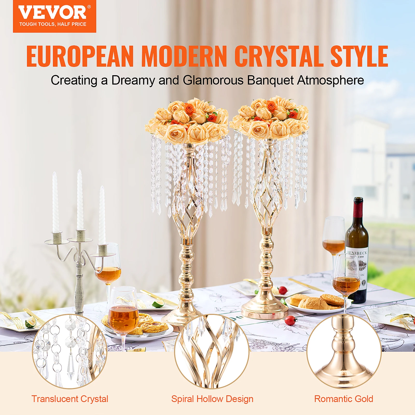 VEVOR 키가 큰 크리스탈 웨딩 꽃 스탠드 금속 웨딩 - Centerpiece Vase Tall 리뷰 및 가격