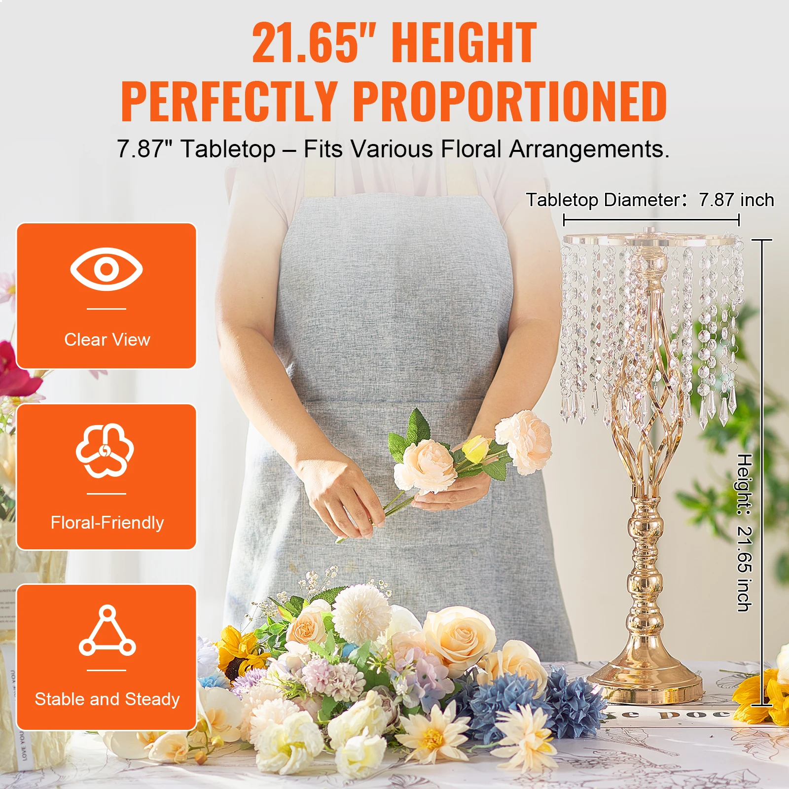 VEVOR 키가 큰 크리스탈 웨딩 꽃 스탠드 금속 웨딩 - Centerpiece Vase Tall 리뷰 및 가격