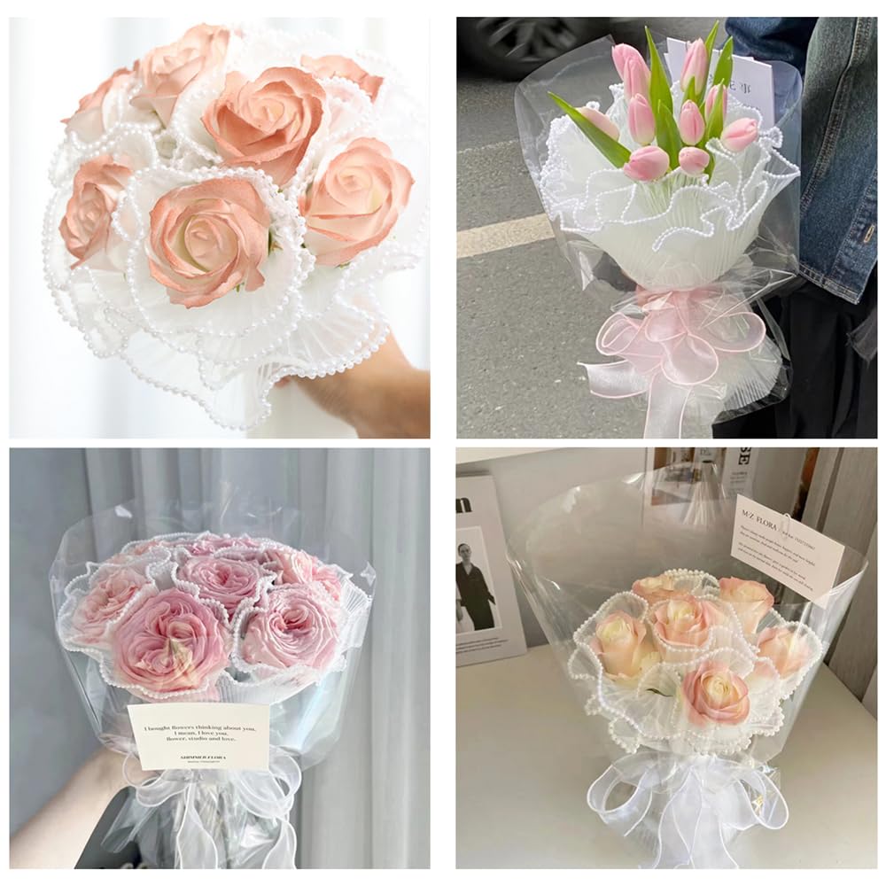 1 팩 꽃 포장지 꽃 가게 꽃다발 용품 화이트 펄 웨이 - Wedding Supply Shops 리뷰 및 가격