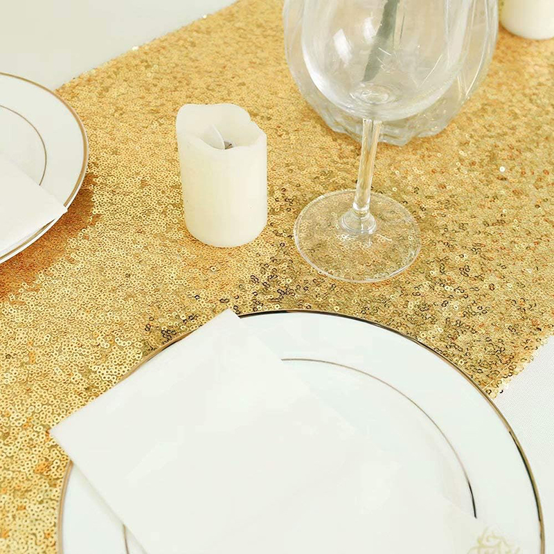 결혼식 장식을위한 황금 장식 조각 테이블 러너 신부 베 - Table Runner Sequin 리뷰 및 가격