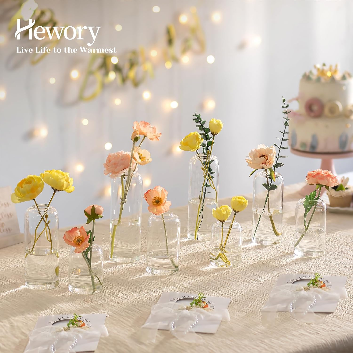 휴워리 유리 꽃병: 20개입 모던 투명 소형 꽃병 세트 - Centerpiece Vase Tall 리뷰 및 가격
