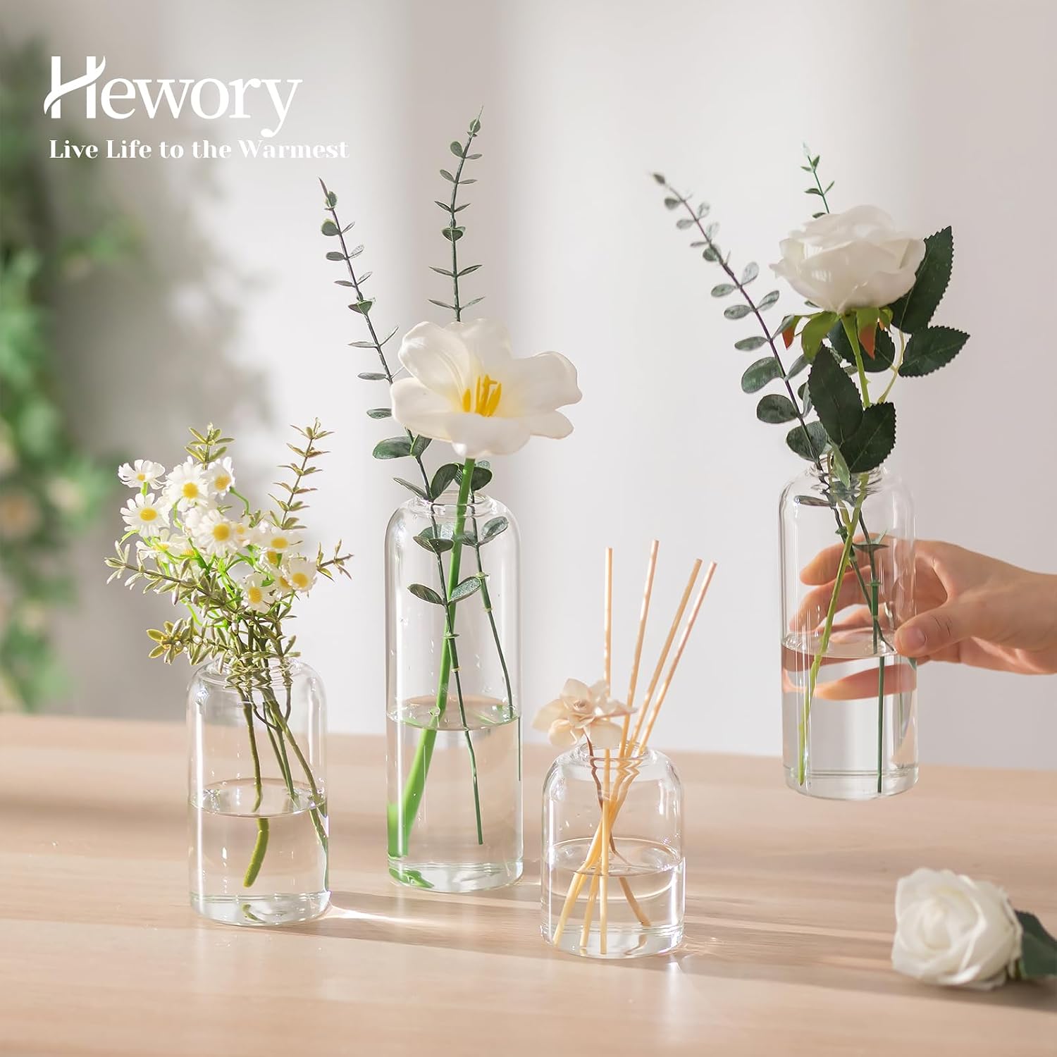 휴워리 유리 꽃병: 20개입 모던 투명 소형 꽃병 세트 - Centerpiece Vase Tall 리뷰 및 가격