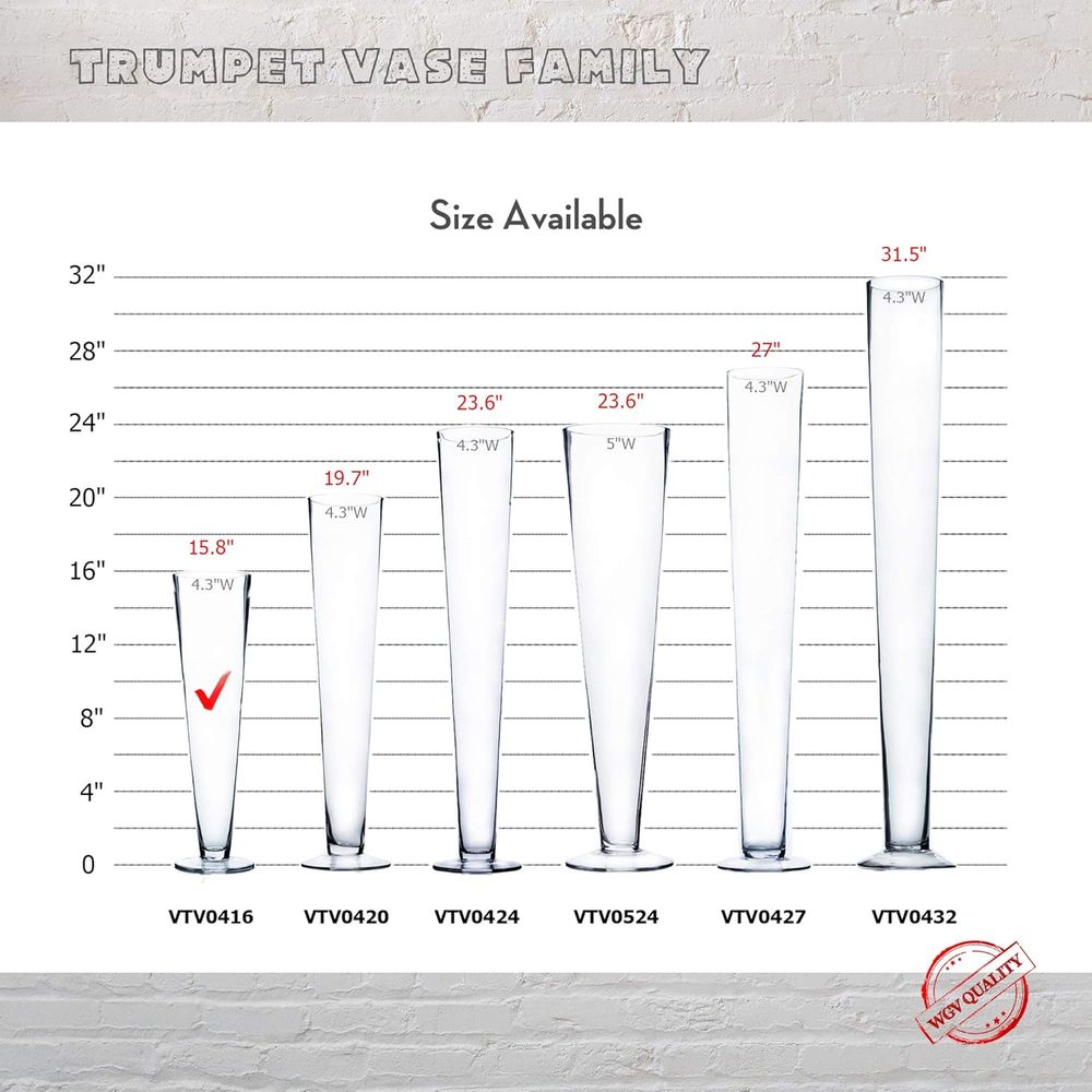 WGV 트럼펫 유리 화병 대량 판매, 입구 지름 4인치 - Centerpiece Vase Tall 리뷰 및 가격