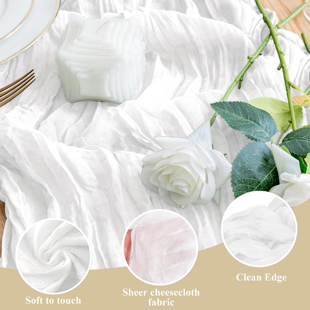 화이트 치즈클로스 테이블 러너 보헤미안 웨딩 브라이덜  - Wedding Supply Rentals 리뷰 및 가격