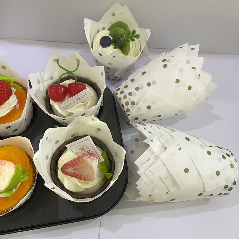 50개/100개 골드 도트 튤립 케이크 컵, 고품질 베 - Wedding Cake Supply 리뷰 및 가격