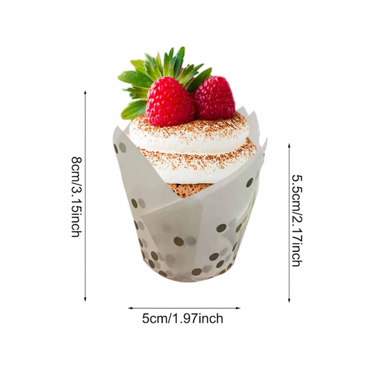 50개/100개 골드 도트 튤립 케이크 컵, 고품질 베 - Wedding Cake Supply 리뷰 및 가격